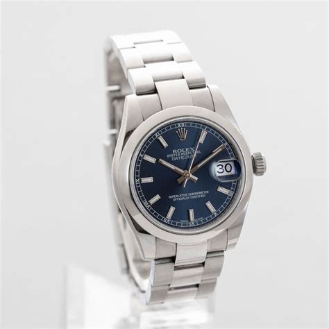 rolex acciaio donna quadrante blu